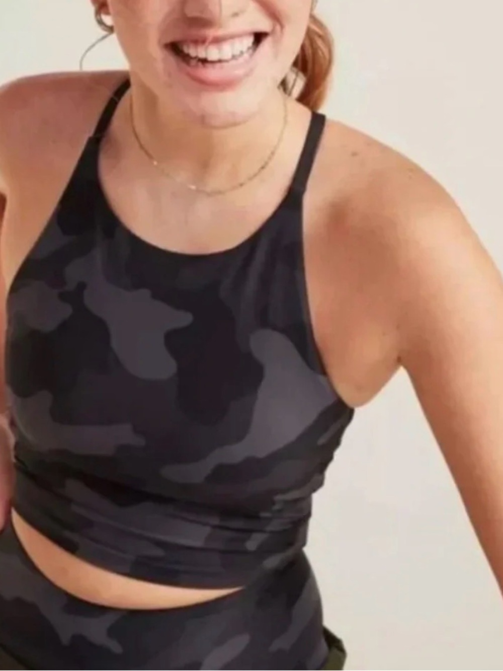Old Navy Active Light Sport Powersoft Longline Sports Bra - Black Camo